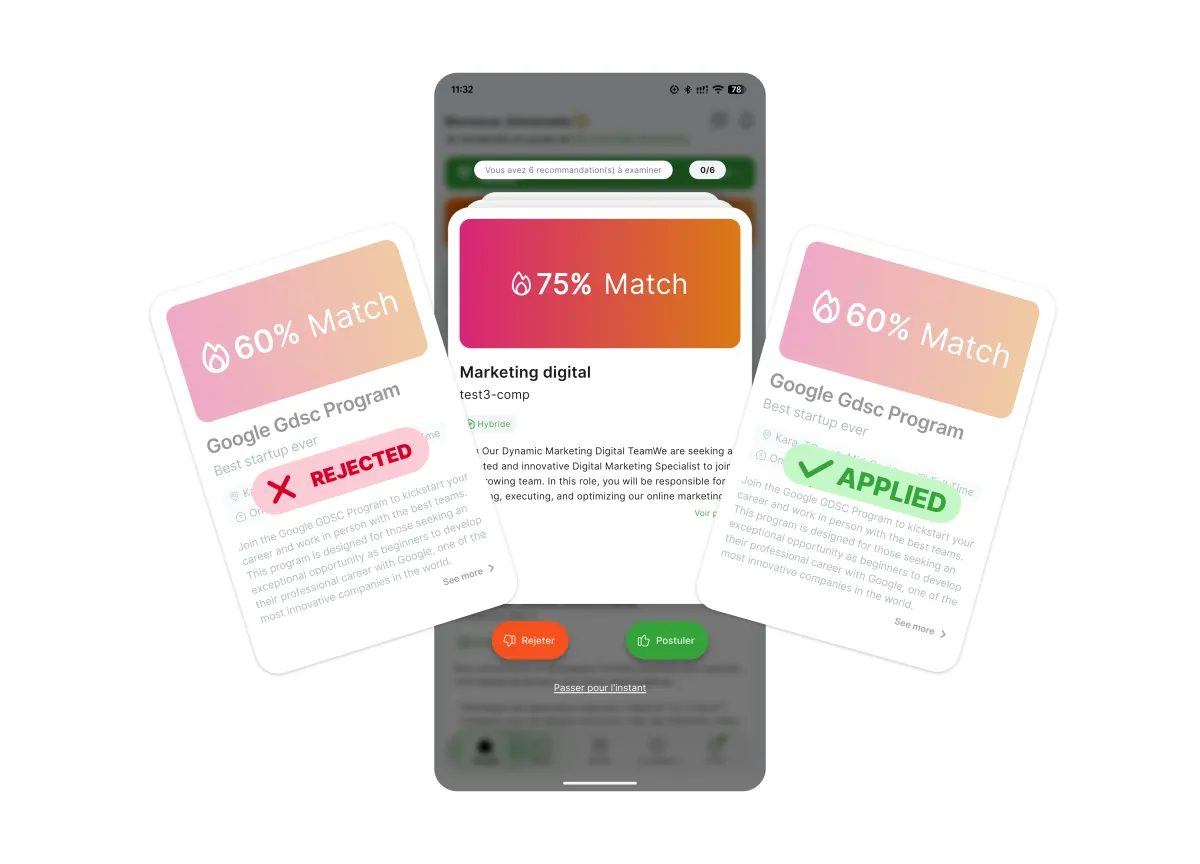 Preview of the EdoMatch mobile app